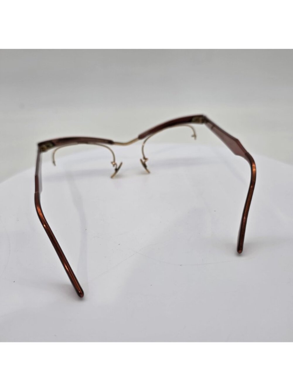 Bausch & Lomb Vintage Rimless Eyeglass Frames Rose Gold Brown Metal 5" Wide - Picture 6 of 12